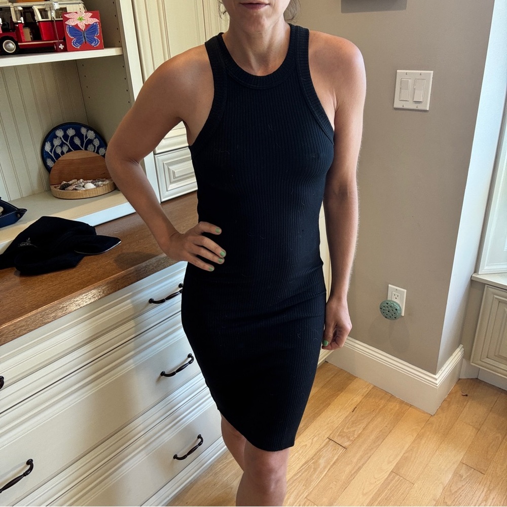 WSLY Black Ribbed Midi Dress